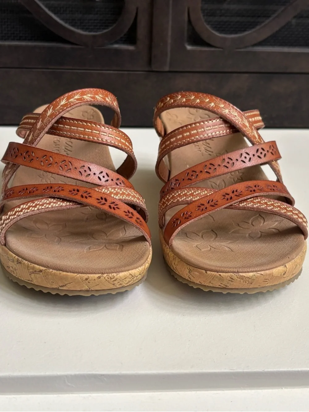 Skechers Beverlee Tiger Posse Strappy Slide Wedges Size 8
